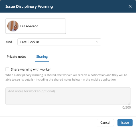 Issue Disciplinary Warning