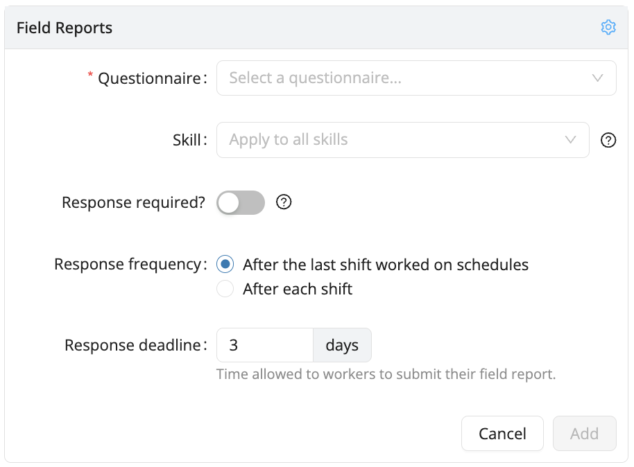 Field Reports setup