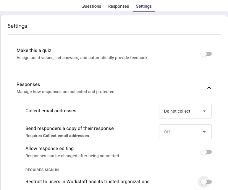 Form Settings