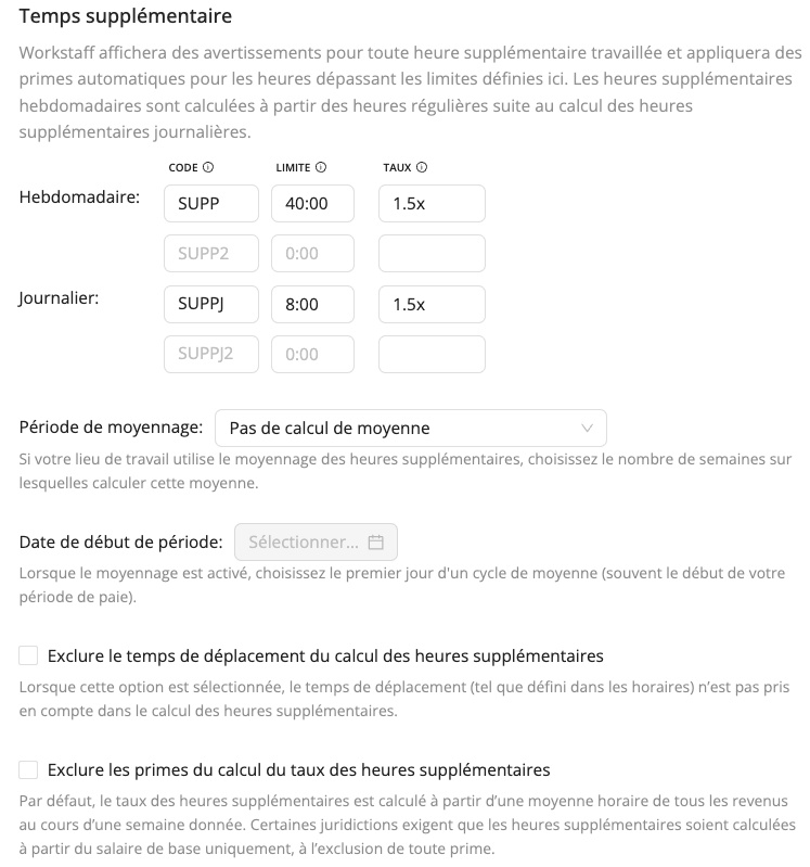 Heures supplémentaires